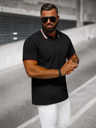 Koszulka męska polo czarna OZONEE O/DA719