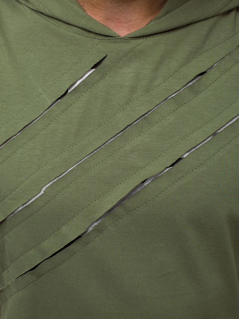 T-Shirt z kapturem męski khaki OZONEE O/1254Z