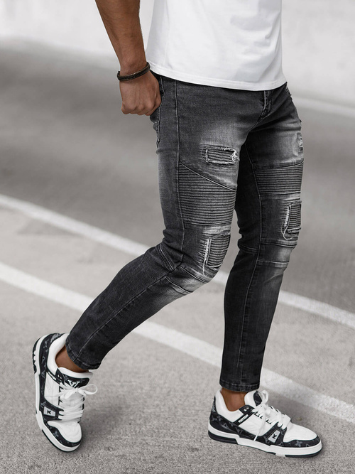 Spodnie jeansowe męskie czarne OZONEE NB/MP0142N