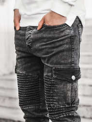 Spodnie jeansowe joggery męskie czarne OZONEE G/1064