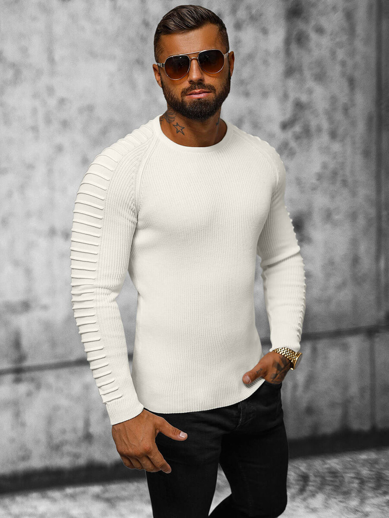 Sweter męski ecru OZONEE L/2642Z