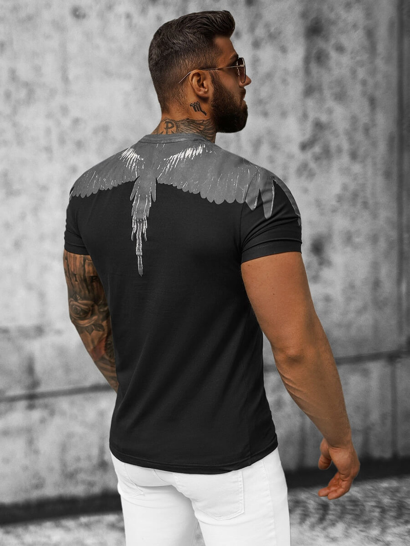 T-shirt męski slim fit czarny OZONEE NB/MT3022