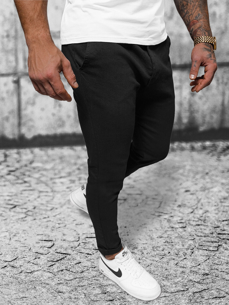 Spodnie jeansowe męskie czarne OZONEE O/PAN23049