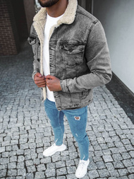 Kurtka męska jeans grafitowa OZONEE BN/7287