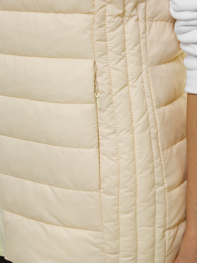 Kamizelka damska pikowana z kapturem ecru OZONEE JS/M23039/57