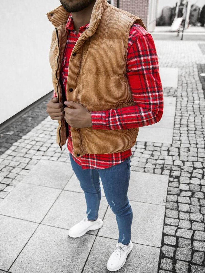 Kamizelka męska pikowana camelowa OZONEE E/3950