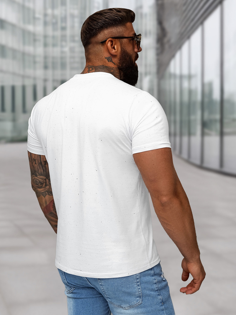 T-shirt męski slim fit biały OZONEE O/QQ1389