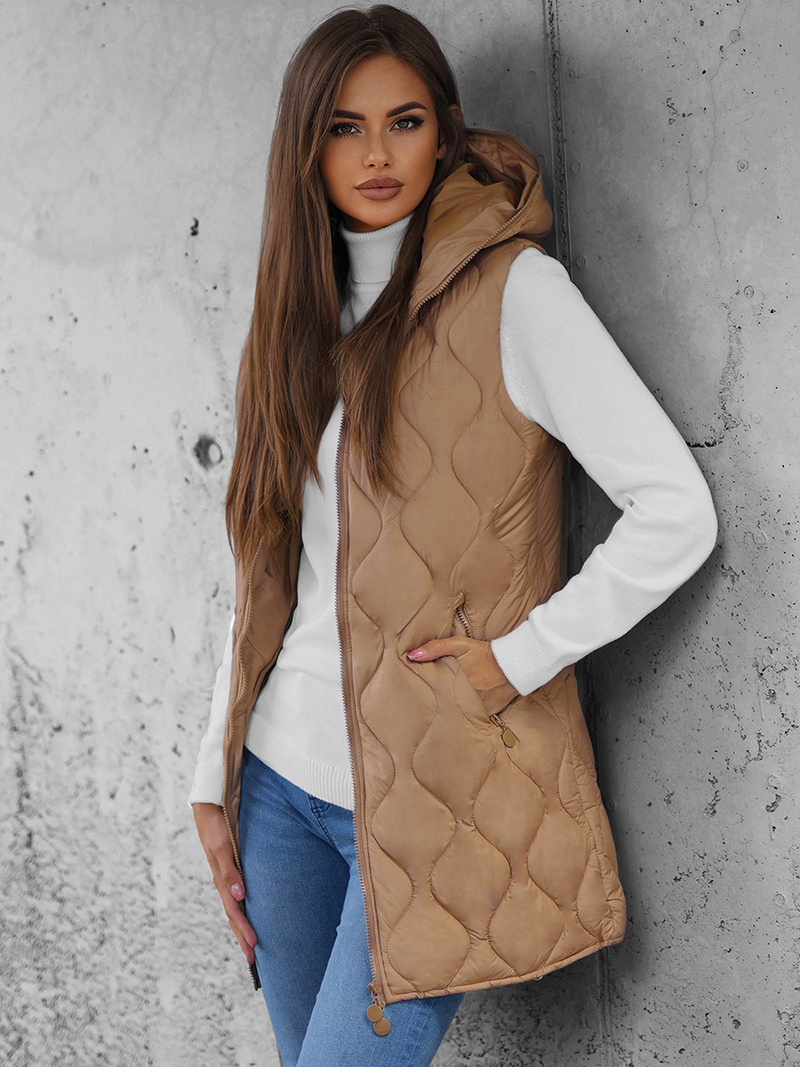 Стьобаний жіночий жилет Темно-Бежева OZONEE O/H928/89Z