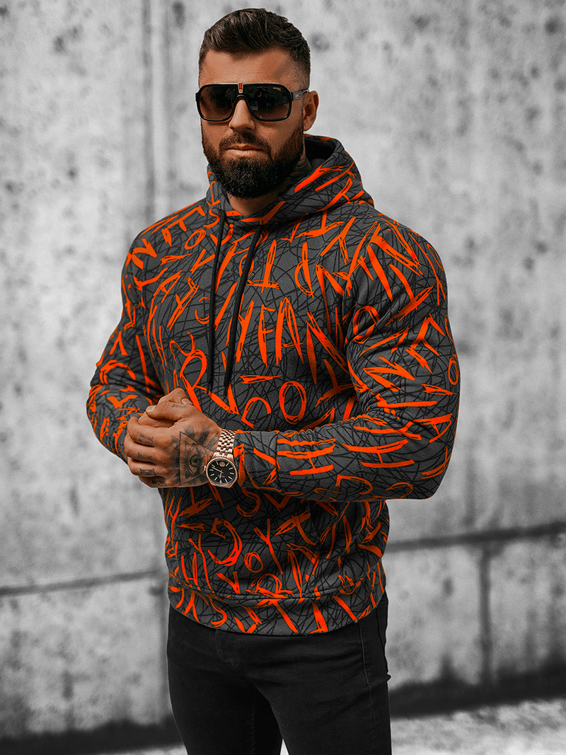 Толстовка Чоловіча Чорно-помаранчева OZONEE O/3504BZZ