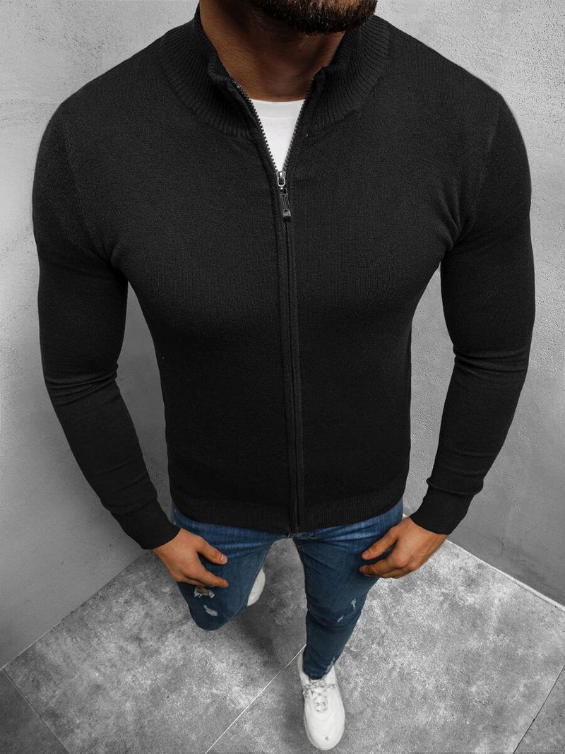 Sweter męski rozpinany czarny OZONEE TMK/YY07/1Z