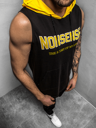 T-Shirt z kapturem męski czarny OZONEE MAD/2882Z