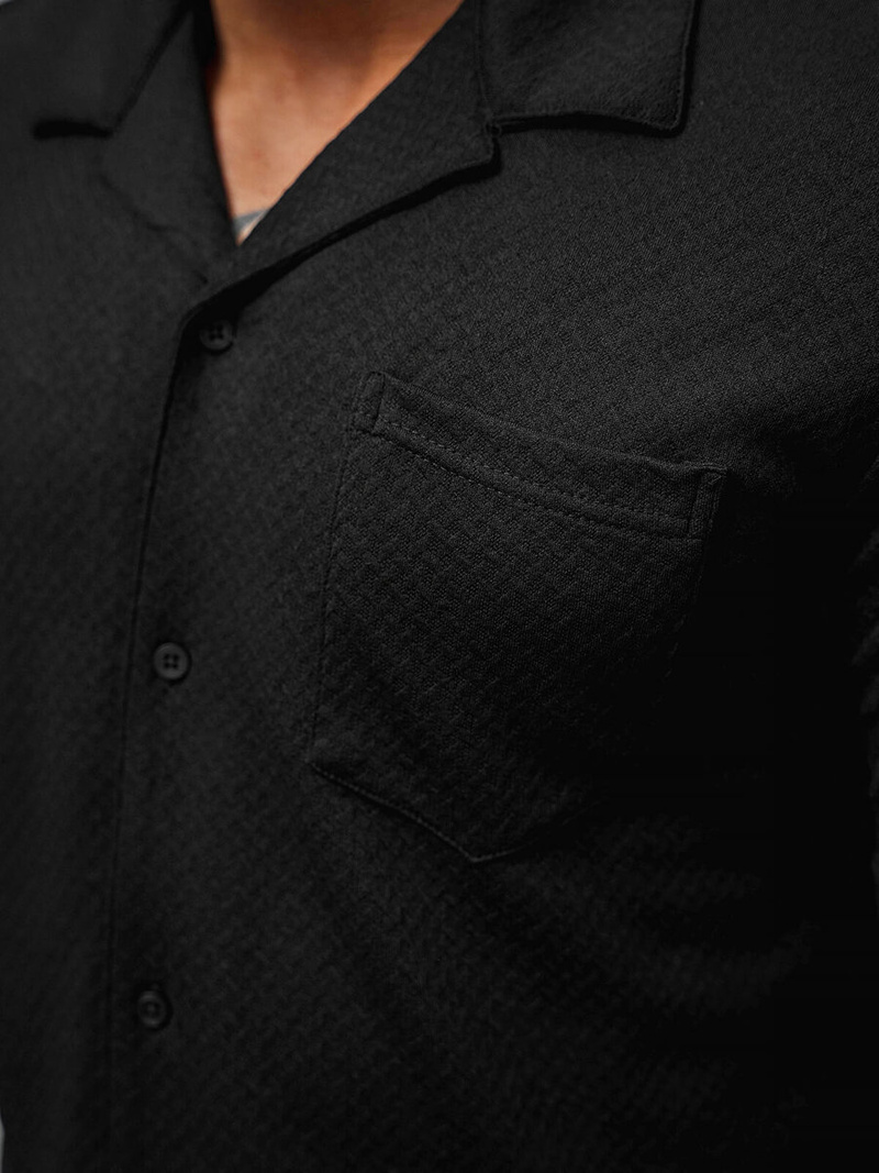 Komplet męski czarny - koszula i spodenki OZONEE O/3C323