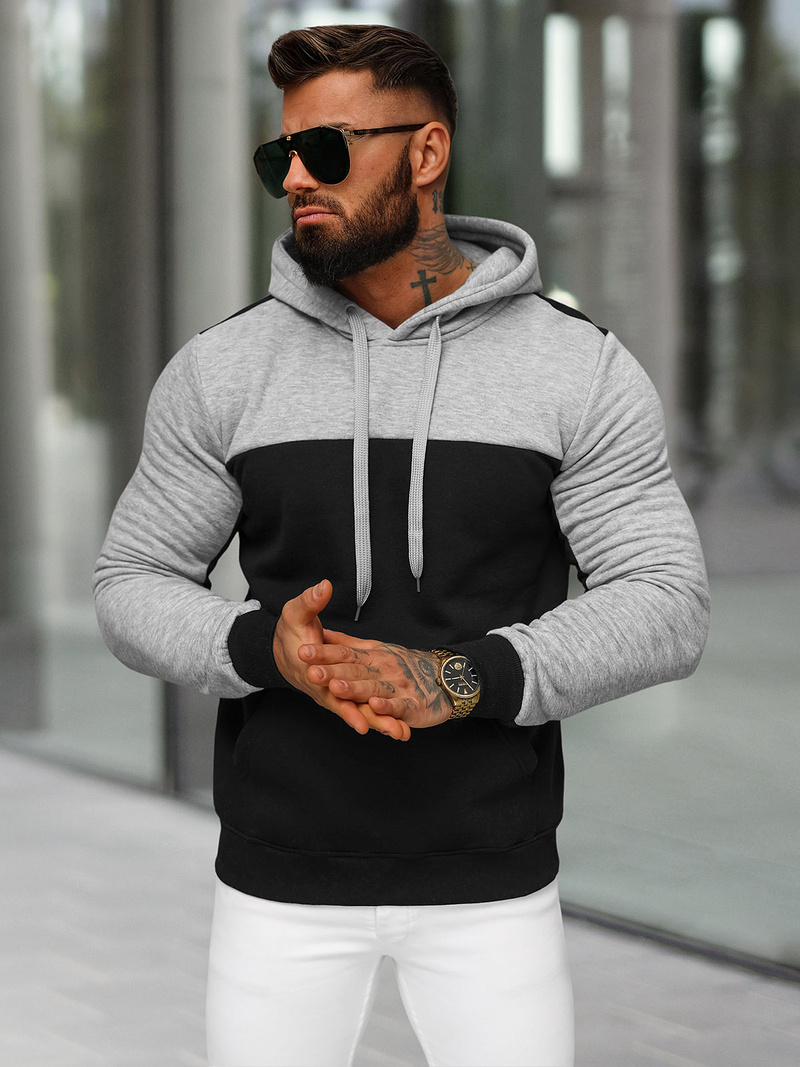 Bluza z kapturem męska czarna OZONEE JS/8B1307/3