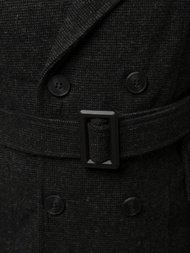 Płaszcz męski z pagonami ciemno-grafitowy OZONEE O/5627