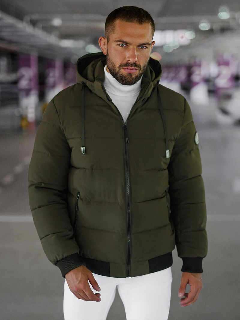 Kurtka zimowa męska ciemno-zielona OZONEE JS/31M5023/135Z