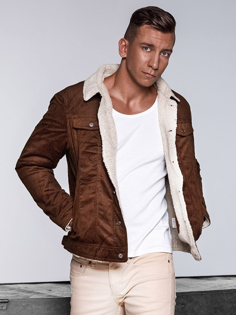 Kurtka męska jeans brązowa OZONEE JB/JP1179/2