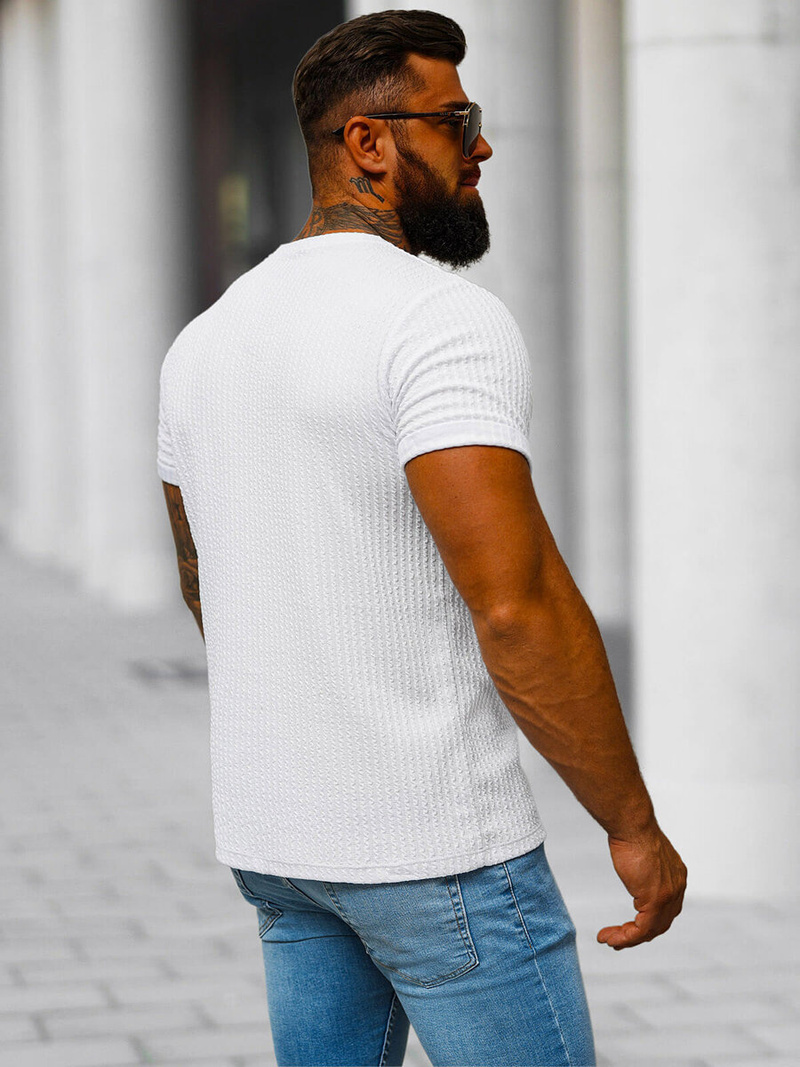 T-shirt męski biały OZONEE O/7766T