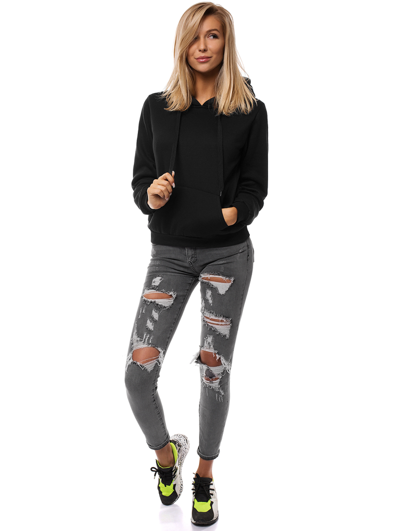 Bluza z kapturem damska czarna OZONEE JS/W02