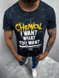 T-Shirt męski z nadrukiem granatowy OZONEE JS/Y70016