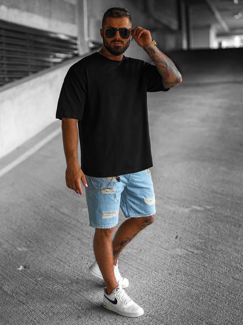 T-shirt męski oversize czarny OZONEE O/3430