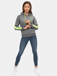 Bluza z kapturem rozpinana damska grafitowa OZONEE JS/B26046