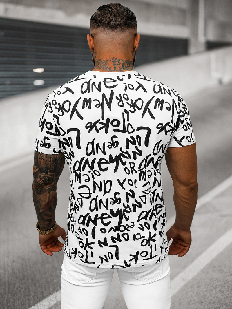 T-shirt męski biały OZONEE O/T1268/1