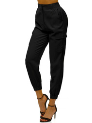 Spodnie damskie joggersy czarne OZONEE O/HM005