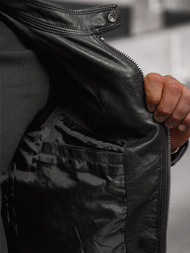 Kurtka skórzana męska czarna OZONEE JS/11Z8053