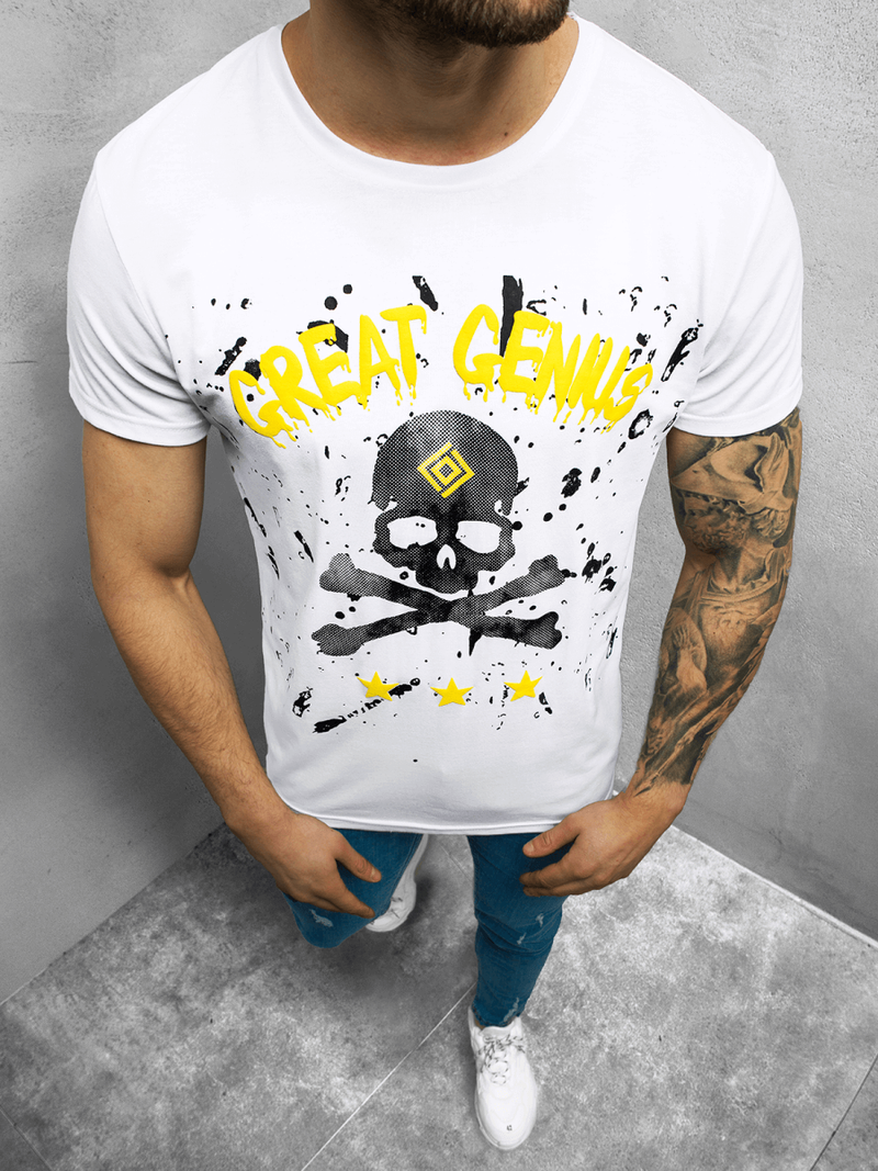 T-Shirt męski z nadrukiem biały OZONEE JS/Y70010