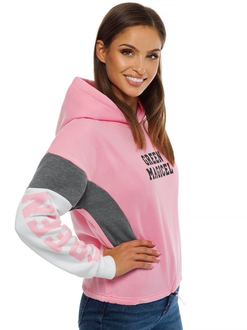 Bluza z kapturem damska jasnoróżowa OZONEE JS/KSW2025