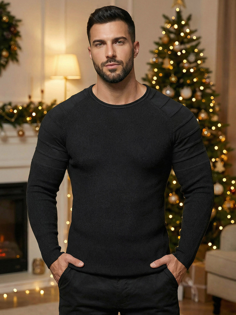 Sweter męski czarny OZONEE L/2500Z