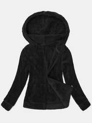 Bluza damska rozpinana z kapturem czarna OZONEE JS/HH007/1