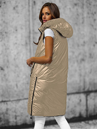 Kamizelka damska dwustronna długa z kapturem czarno-złota OZONEE O/H1121/99Z