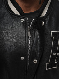 Kurtka skórzana męska bomberka czarno-biała OZONEE JS/11Z8112