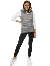 Kamizelka damska pikowana z kapturem szara OZONEE JS/M23039/92