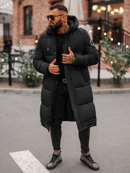 Kurtka zimowa męska długa czarna OZONEE JS/19M1290/392