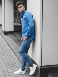 Koszula męska jeansowa jasno-niebieska OZONEE O/3466