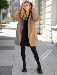 Kurtka zimowa damska długa pikowana czarna OZONEE JS/5M3352/392