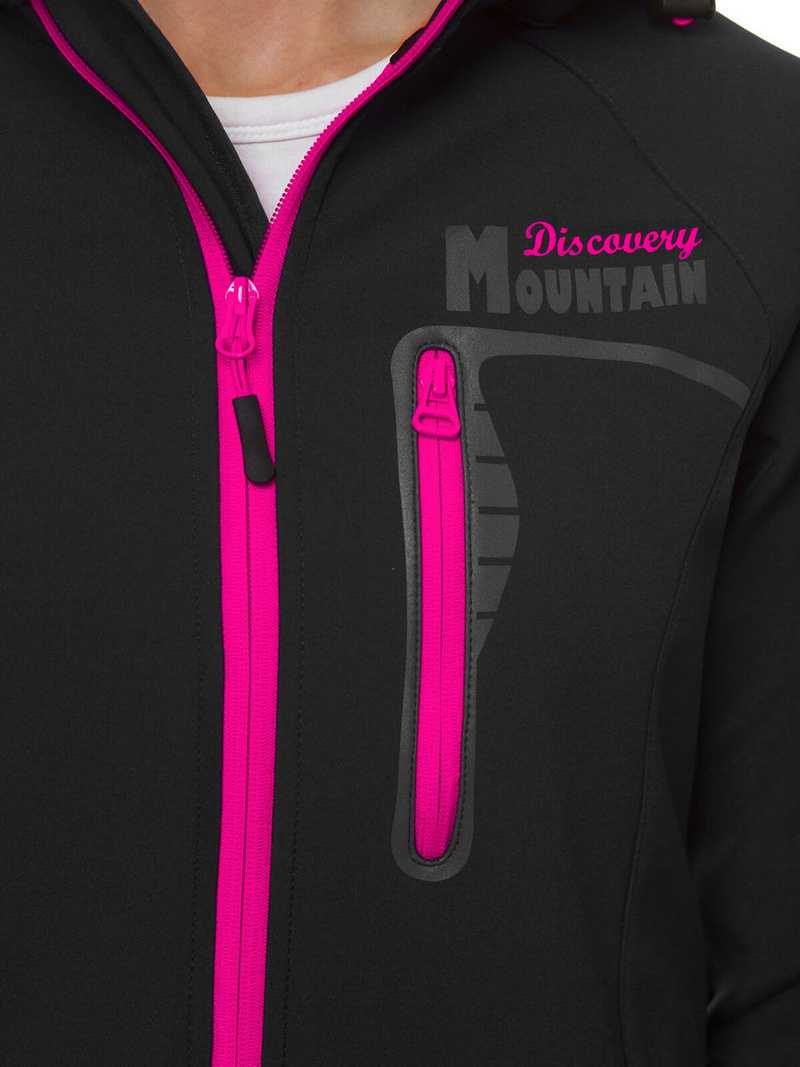 Kurtka softshell damska z kapturem czarna OZONEE JS/HH027/1