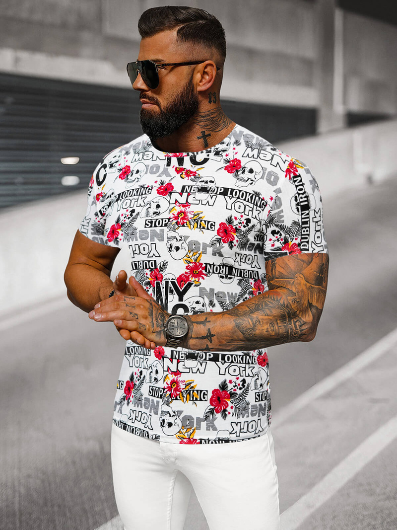 T-shirt męski z nadrukiem kolorowy OZONEE O/BL63Z