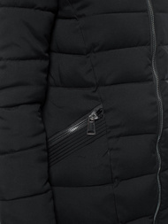 Kurtka zimowa damska parka z futerkiem czarna OZONEE O/SW029/1