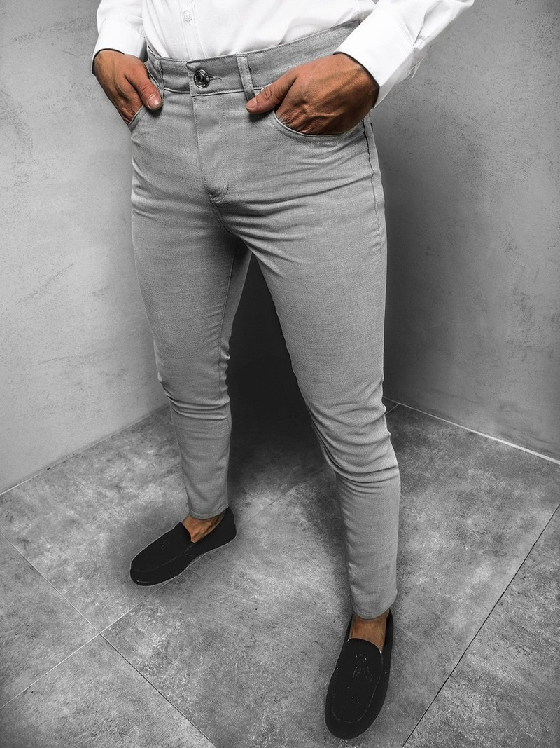 Spodnie męskie chino materiałowe jasno-szare OZONEE DJ/5612