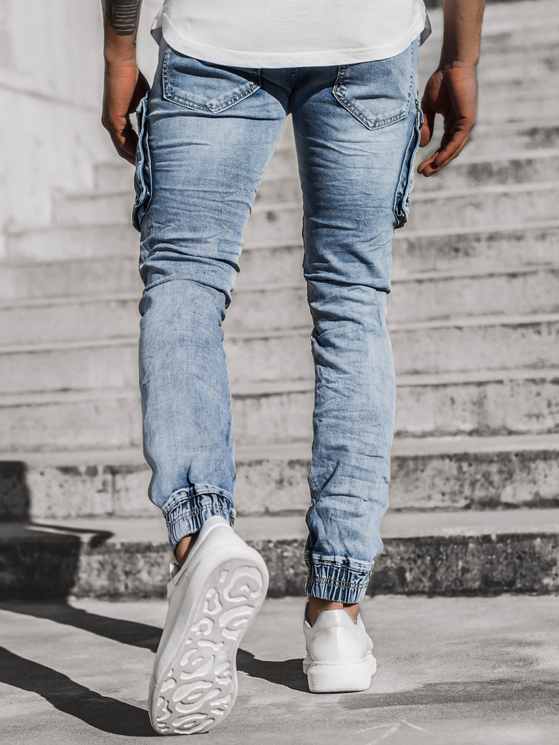 Spodnie męskie jeans niebieskie OZONEE T/6637