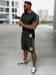 Komplet dresowy męski krótki czarny OZONEE O/QQ1608AB