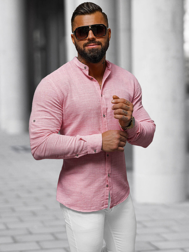 Koszula męska różowa OZONEE O/V81