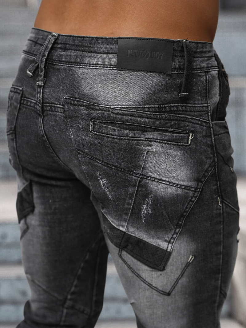 Spodnie jeansowe męskie slim fit czarne OZONEE NB/MP0045N