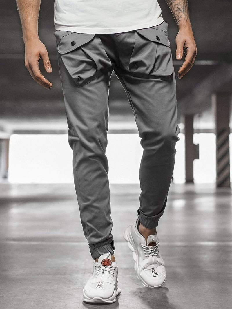 Spodnie męskie chino joggery szare OZONEE G/11144