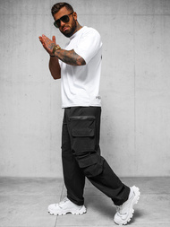 Spodnie męskie cargo wide leg czarne OZONEE O/PS5526
