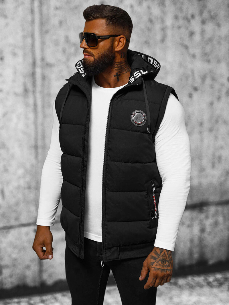 Kamizelka męska z kapturem czarna OZONEE JS/84M3028/392