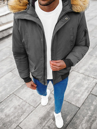 Kurtka zimowa męska z futerkiem szara OZONEE JS/M2019/105Z